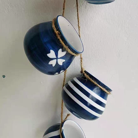 Conjunto de floreira suspensa de cerâmica com 4 potes