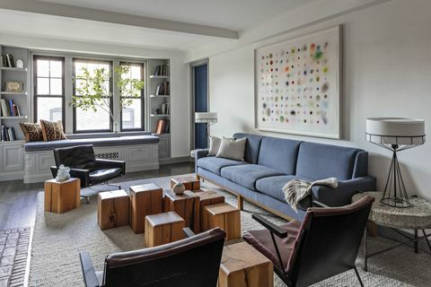 apartamento, sofá azul