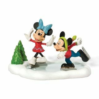 Mickey e Minnie patinando no gelo
