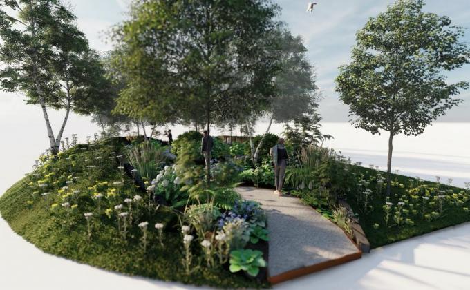 rhs forest balnear garden, rhs feature garden, desenhado por dave green, rhs hampton court palace garden festival 2022
