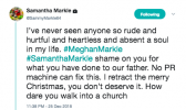 Natal de Samantha Markle Tweet para Meghan Markle