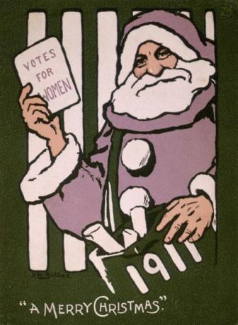 Cartão de Natal 'Votos para mulheres', 1911. Artista: Hilda Dallas