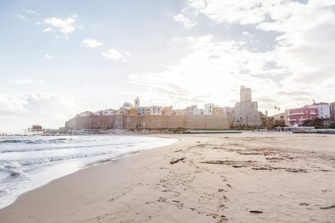 Itália, molise, termoli, cidade velha, com, castello svevo, vista praia