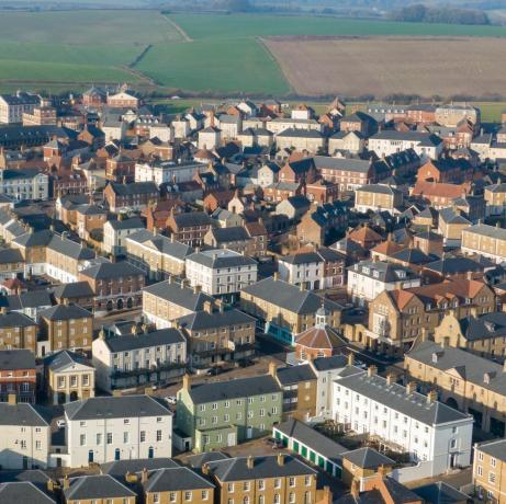 ariel vista do desenvolvimento poundbury