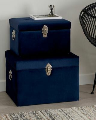 Baú Luxe Navy Velvet Storage