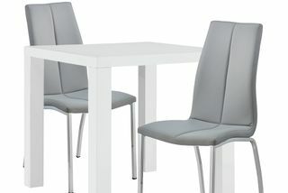 Argos Home Lyssa Mesa com brilho branco e 2 cadeiras cinza Milo