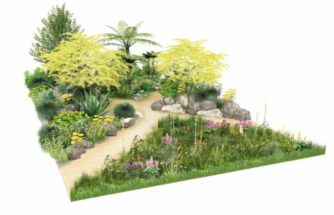 sarah eberle herói icônico da horticultura, rhs feature garden, projetado por sarah eberle, rhs hampton court palace garden festival 2022