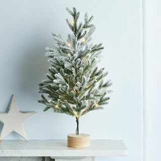 Mini árvore de natal pré-iluminada com neve de 60 cm