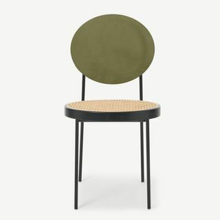 Cadeira de jantar, bengala e veludo verde do exército