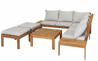 Conjunto de sofá de canto de madeira com 6 lugares