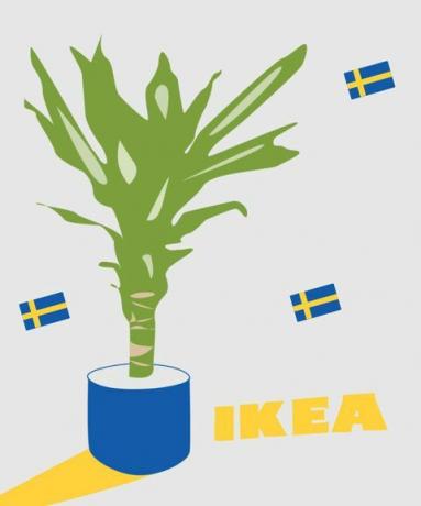 vaso de plantas ikea e bandeiras suecas