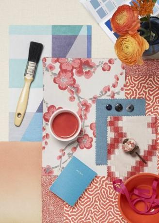 Moodboard - coral e flores delicadas