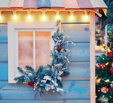 decorações de natal para jardim, galpão, guirlanda de janela