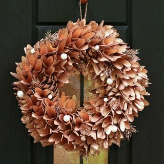 Coroa de flores para porta de outono Deluxe Spiced Copper