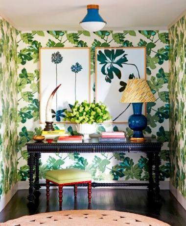papel de parede, banquinho, verde, folhas