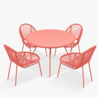 Conjunto de mesa e cadeiras de jardim redondo com 4 lugares para salsa, Coral