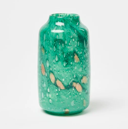 Vaso De Vidro Verde Glitter Avelã