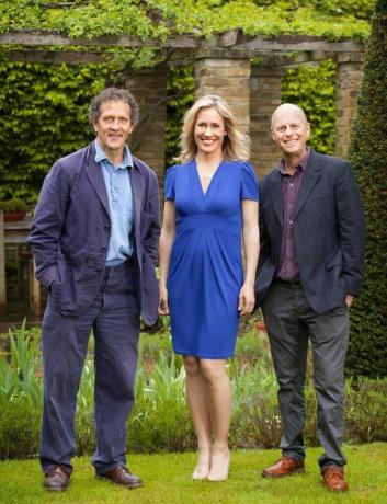 rhs chelsea flower show monty don, sophie raworth, joe swift