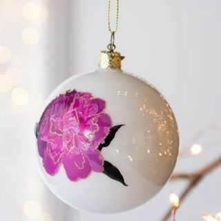 Decoração de árvore de Natal opala branca e rosa com flores
