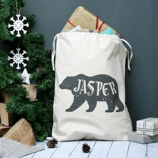 Saco de Natal personalizado com o nome do urso polar