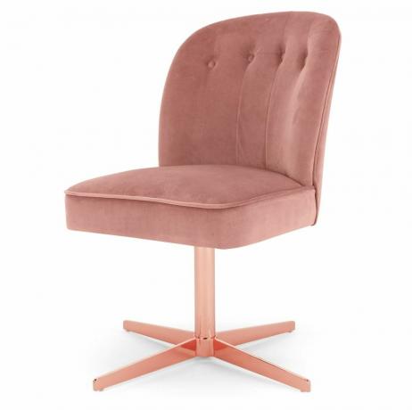 Cadeira de escritório Margot, veludo rosa blush e cobre