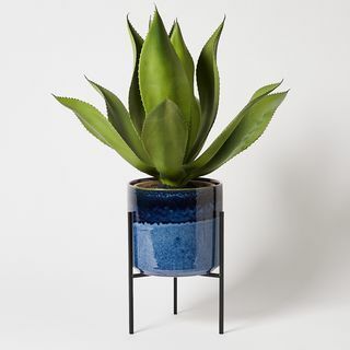 Vaso e suporte alto de cerâmica azul Abuo