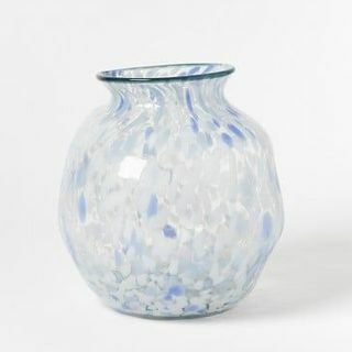 Vaso de vidro transparente Alma Blue Spot