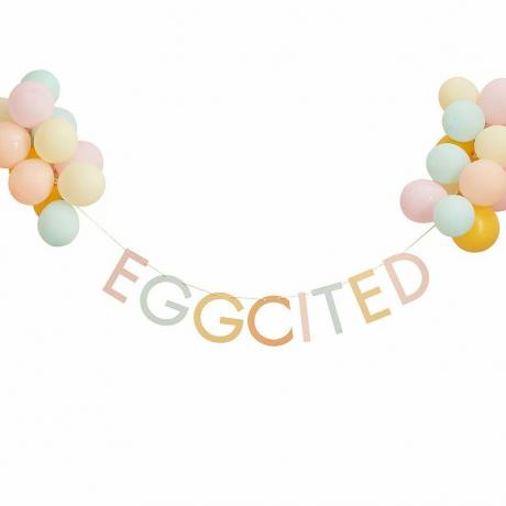 Bandeirola de Páscoa 'Eggciting' com balões