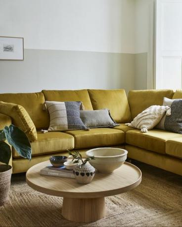 sofá de canto amarelo mostarda darcy, bela coleção de casa em dfs