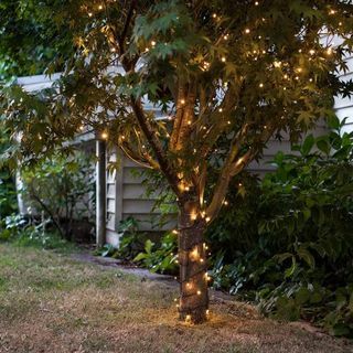 200 luzes de fada de bateria de LED branco quente ao ar livre em cabo verde