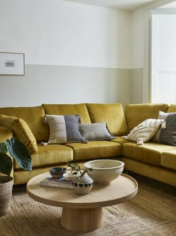 sofá de canto amarelo mostarda darcy, coleção linda da casa na dfs