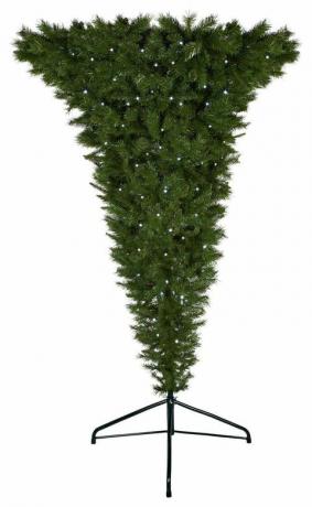 Árvore de Natal de cabeça para baixo pré-iluminada de 7 pés
