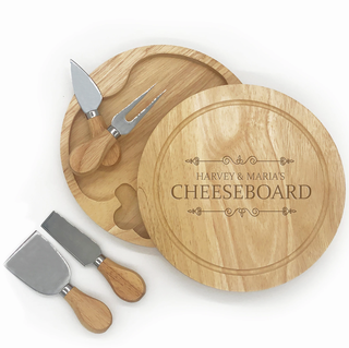 Tábua de queijos personalizada com jogo de facas