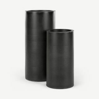 Conjunto Dayo de dois vasos altos com nervuras