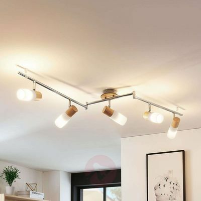 Refletor de teto LED de madeira com cinco lâmpadas 