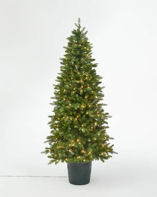 Árvore de Natal pré-iluminada em vasos verdes Bala, 2,13 metros