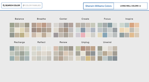 paletas de cores de tinta sherwin williams