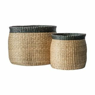 Conjunto de 2 cestos Larra em Natural e Preto