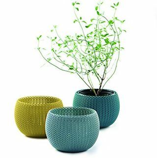 Vasos para plantas de jardim interno / externo para cozies de malha, conjunto de 3