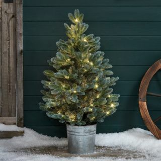 Árvore de Natal em vaso ao ar livre pré-iluminada de 90 cm