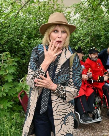 joanna lumley no chelsea flower show 2023 jardim de horatio no rhs chelsea flower show 2023