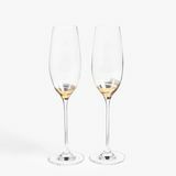 John Lewis & Partners Swirl Stem Champagne Flute, 240ml, Transparente / Dourado