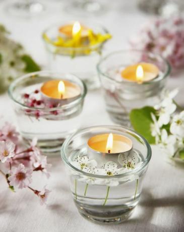 Luzes de chá de mesa de primavera