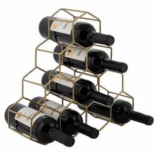 Suporte para vinho Hexagon Wire - Dourado