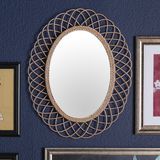 Espelho oval de parede de vime