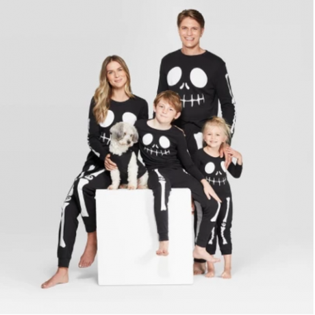Coleção de pijamas de família esqueleto de Halloween