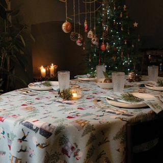 Toalha de Mesa de Natal de Luxo Designer Dia Nevado