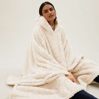 Cobertor com capuz adulto de lã de pelúcia