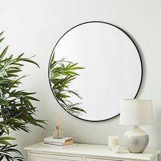 Espelho de parede redondo emoldurado 80 cm preto