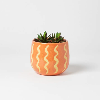 Vaso de planta de cerâmica laranja com esmalte texturizado Pegi